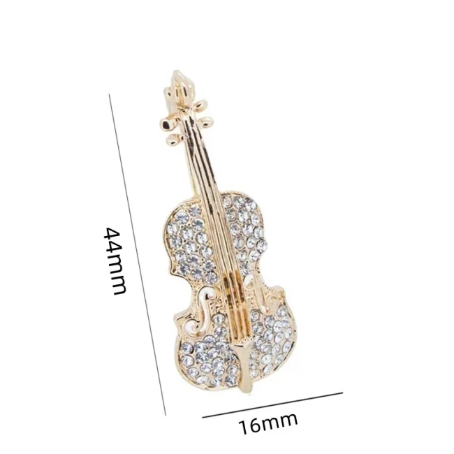 Exquisite Rhinestone Violin Cello Brooches Crystal Musical Instruments Brooch Pins For Women Unisex Clothing Backpack Jewelry 5