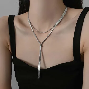 Fashion Metal Long Snake Bone Chain Necklace for Women Hip Hop Silver Color Pull Sweater Chain Necklace Jewelry 2025 New 3