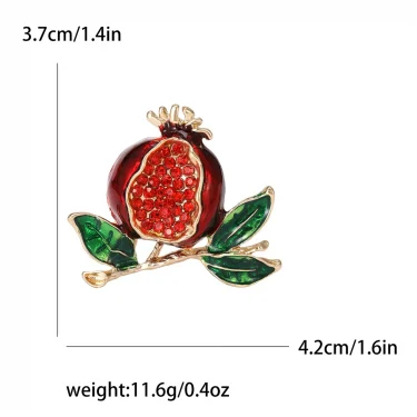 Beaut&Berry Enamel Pomegranate Brooches for Women Unisex 3-color Rhinestone fruits Party Casual Brooch Pin Gifts 6