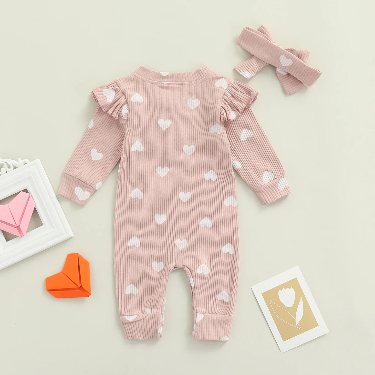Ma&Baby 0-18M Valentine's Newborn Infant Baby Girl Jumpsuit Heart Print Rompers Long Sleeve Playsuit Clothing Autumn Spring D35 4