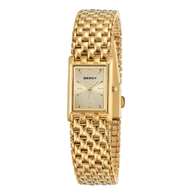 BERNY Gold Watch for Women Square Ladies Quartz Wristwatches Stainless Steel Women Small Gold Watch Luxury Casual Fashion Watch 1