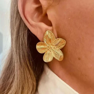 2PC Women's Fashion Trendy Stainless Steel Flower Earrings Outdoor Travel Carnival Party Festival Dressing Gifts 5