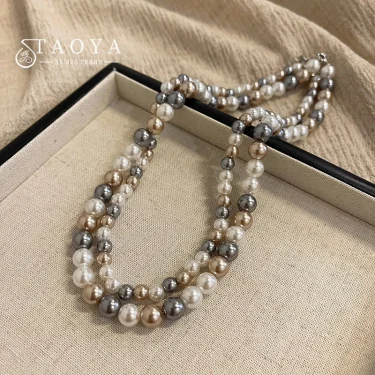 French Elegant Romantic Mixed Color Pearl Beaded Necklace Fashion Jewelry Sweet Accessories for Women's Collarbone Chain 1