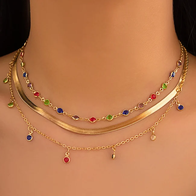 Bls-miracle Boho Fashion Gold Color Heart-Shaped Necklace For Women Trendy Multi-Layer Pendant Necklaces Set Jewelry Gifts 6