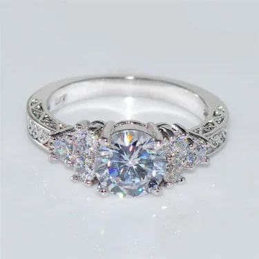 Exquisite Fashion Silver Color Engagement Rings for Women Fashion White Zircon Stones Ring Anniversary Bridal Wedding Jewelry 3