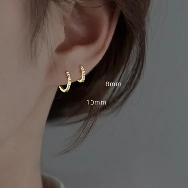 100% Real 925 Sterling Silver Minimalist Bohemian Round Ear Buckle for Women Punk Unisex Rock Hoop Earring Jewelry Accessories 6