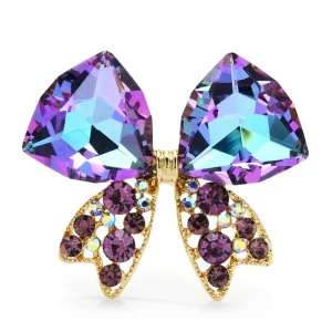 Wuli&baby Bowknot Purple Crystal Butterfly Brooch Pins Jewelry Badge Gift 1