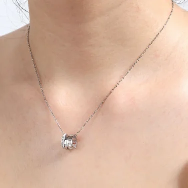 Small And Exquisite Three Zircon Circle Pendant Necklaces For Women High Quality Stainless Steel Love Necklace Birthday Gift 5