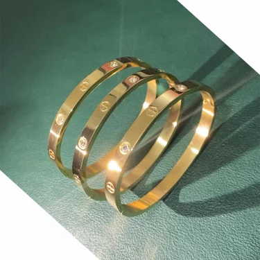 New Design Gold Color Zircon And Cross Nut Nail Bracelet & Bangle For Woman Stainless Steel Screw Brand Jewelry Dropshipping 2