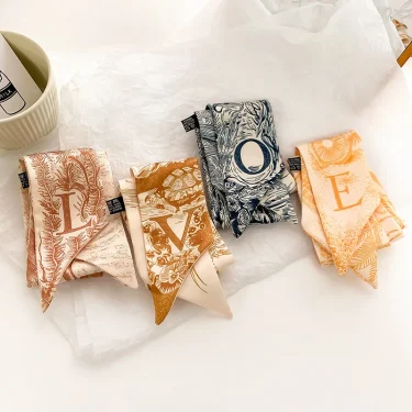 Fashion Skinny Silk Scarf for Women Letter Hair Ribbons Headbands Bandana Female Bag Wrist Wrap Neckerchief Foulard Neck Ties 3
