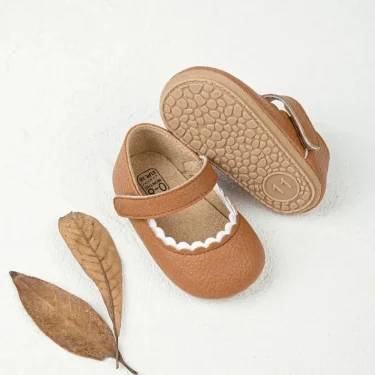 Meckior Baby Boys Girls Shoes Infant Leather Rubber Sole Anti-slip Toddler First Walkers Crib Shoes Newborn Girl Princess 4