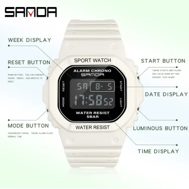 SANDA G Style Digital Watch Men Waterproof Ms Watch Sport Men Watches Boy Girl Electronic Clock Relogio Masculino Relógio Mulhe 2