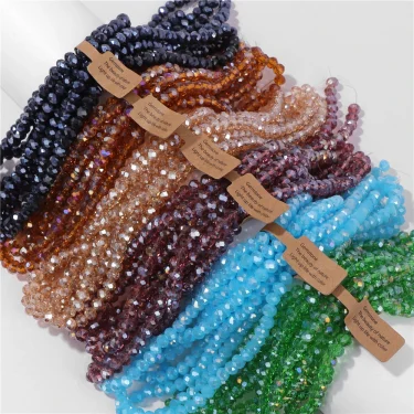 4x6mm 5x8mm Faceted Rondelle Plated Bead Loose Crystal Glass Beads Transparent Austrian Glass Bead for Jewelry Making Needlework 6