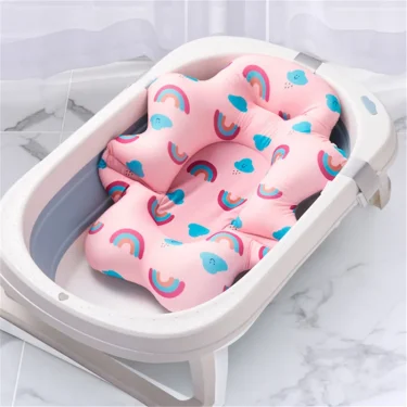 Baby Shower Bath Tub Pad Non-Slip Bathtub Mat Newborn Safety Security Bath Support Cushion Animal Soft Pillow Care Accessories 2