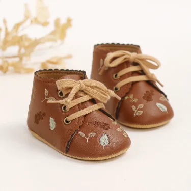 Baby Booties Newborn Infant Unisex Baby Girls Boys Velvet Rubber Anit-Slip Sole Shoes Toddler Fleece Cozy Winter Warm Prewalker 6