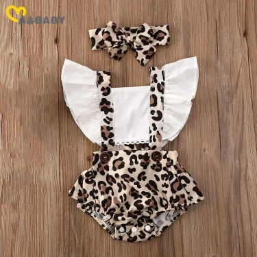 Ma&Baby 0-24M Summer Leopard Baby Girl Romper Newborn Infant Clothing Ruffles Jumpsuit Overalls Cute Costumes 1