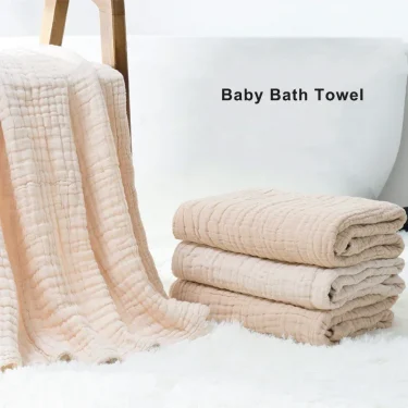 Baby Bath Towel Kids Swaddle Wrap Bedding Pure Cotton Bubble Muslin Blanket 6 Layers Infant Gauze Receiving Blanket 105*105cm 1