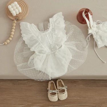 VISgogo Newborn Toddler Baby Girl Romper Sister Outfit Flower Lace Romper Jumpsuits Tutu Dress Summer Fall Clothes 0-24M 5
