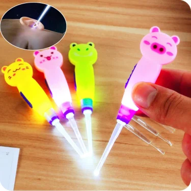 Kids Earpick LED Flashlight Baby Ear Cleaner Wax Removal Tweezer Luminous Cartoon Ear Pick Cleaning Infant Ear Care Tools 1