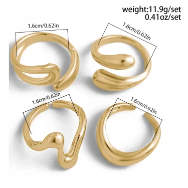 DIEZI One Set Irregular Geometric Rings For Women Men Girls Punk Fashion Beach style Gold Silver Color Knuckle Joint Ring 4