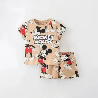 Disney Mickey Cartoon Printing Clothes Suit For Kids Infant Fashion Baby Child Girl Boy Pajamas Sleepwear Clothings Set Brand 2