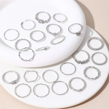 23Pcs Trendy Simple Knuckle Rings Set For Women Crystal Star Moon Eye Wave Ring Female Fashion Party Jewelry Accessories 5