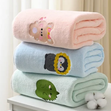 Printed baby bath towel 43*41 inches absorbent non-linting lovely embroidery pattern texture light and soft feel delicate 1