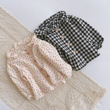 Spring Fashion Muslin Infant Baby Girls Shirt Full Sleeve Toddler Girls Floral Bottoming Shirts Baby Items Newborn Baby Clothes 2