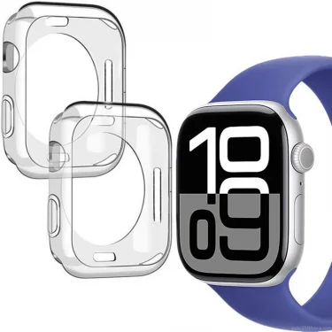Clear Case For Apple Watch Series 10 46mm 42mm 7 8 9 45mm 41mm No Screen Protector Full TPU Bumper Cover iWatch SE 5 6 4 44 40mm 6