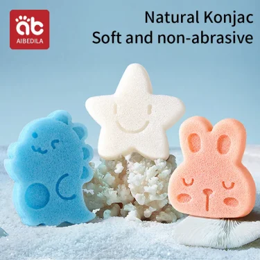 AIBEDILA Baby Duck Shape Bath Sponge Infant Shower Environmental friendly Cotton Scrub Body Bath Brushes Spa Sponge Cleaning 1