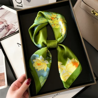 70cm Hair Print Summer Silk Feeling Scarf For Women Fashion Neck Tie Hand Bag Foulard Wrist Kerchief Shawl Wraps Hajib 5