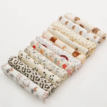 Baby Cotton Muslin Swaddle Blanket Floral/Animal Print Stroller Blanket Infant Diaper Newborn Receiving Blanket 5