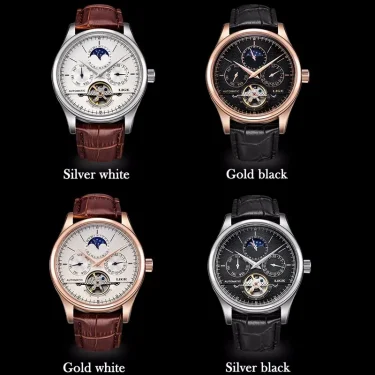 LIGE Men Watches Automatic Mechanical Watch Tourbillon Clock Genuine Leather Waterproof Watch Men Military Wristwatch Man 6