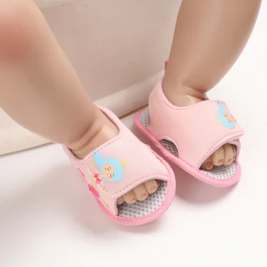 Summer Newborn Infant Baby Girls Princess First Walkers Shoes Soft Sole Sandals Shoes Pink Beach Shoes Baby Slippers 6