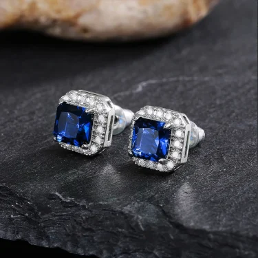 Exquisite Female Earrings 925 SIlver Needle Square Emerald Green Zircon Crystal Earrings For Women Jewelry Wholesale Bijoux 5