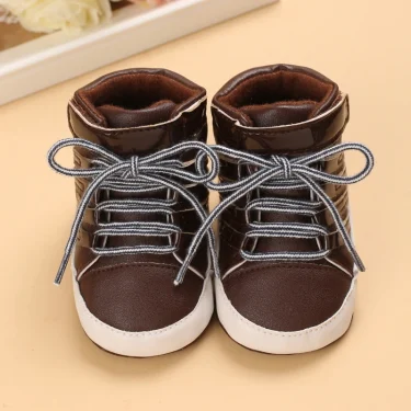 Super Cute Brown Baby Shoes 3 to 18 Month for Toddler Boys and Girls Baby Sneaker Soft PU Leather Baby Casual Shoes 3