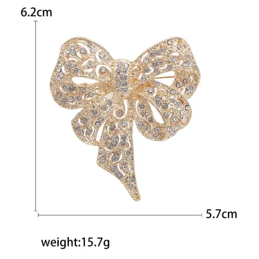 Sparkling Rhinestone Bow Brooches for Women Unisex Butterfly Pins Office Party Friend Gifts Jewelry Accessories 4