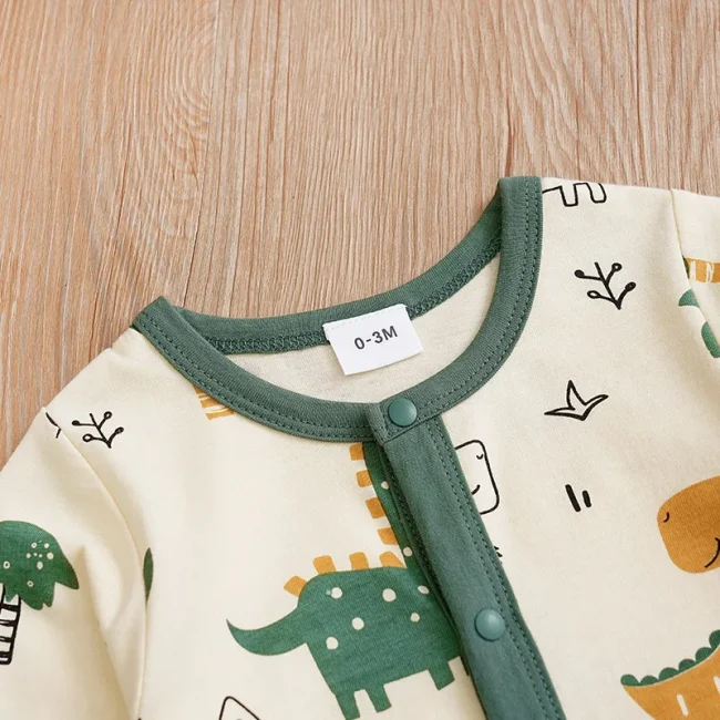 Newborn Clothes Cute Cartoon Dinosaur Cotton Comfortable And Soft 0-18 Boys And Girls Spring And AutumnLong SleevedBaby Jumpsuit 3