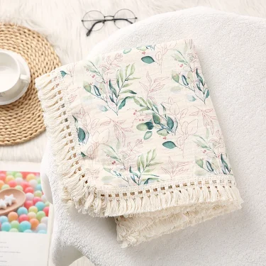 Cotton Muslin Swaddle Blankets for Newborn Baby Tassel Receiving Blanket New Born Swaddle Wrap Infant Sleeping Quilt Bed Cover 2