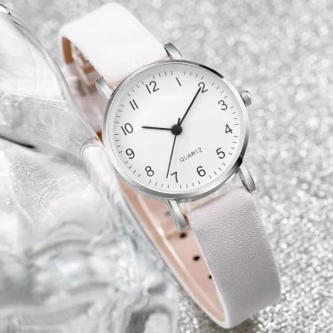 Women Small Dial Digital Wristwatch Ladies Simple Leather Strap Quartz Watch with Rhinestones Jewelry Gift Set No Box 3