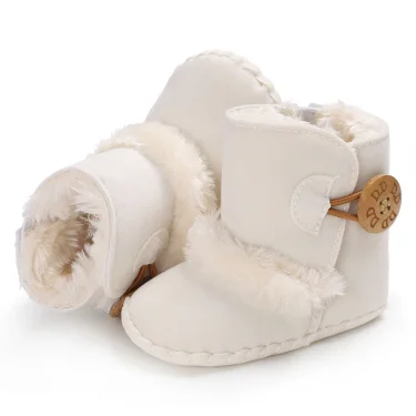 Baby Autumn Winter Boots Baby Girl Boys Winter Warm Shoes Solid Fashion Toddler Fuzzy Balls First Walkers Kid Shoes 0-18M 4