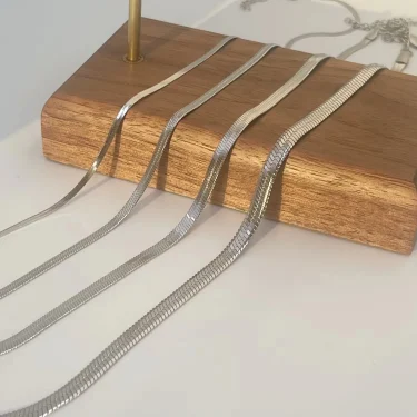 Minimalist Unisex Snake Chain Necklace Choker Stainless Steel Herringbone Gold Color Fashion Jewelry Gift For Her Women and Men 2