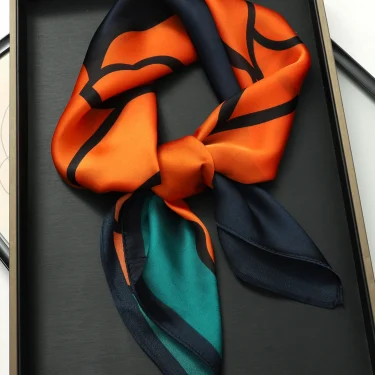 Luxury Brand 2025 Silk Square Scarf Women Cat Neck Hair Tie Band Beach Hijab Kerchief Head Headbands Bandana Female Foulard 70cm 1