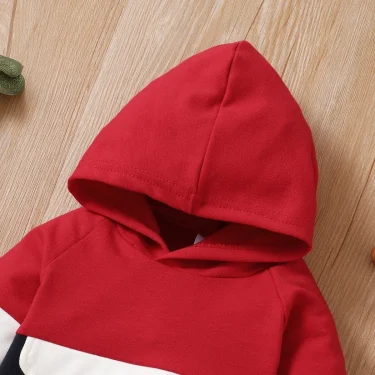 PatPat 2pcs Baby Color Block Long-sleeve Hoodie and Trousers Set Soft and Comfortable Perfect for Outings and Daily Wear 4