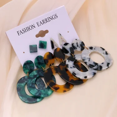 Leopard Earrings Set for Women Boho Vintage Creative Geometric Drop Earrings European and American Trendy Fashion Jewelry Gifts 4