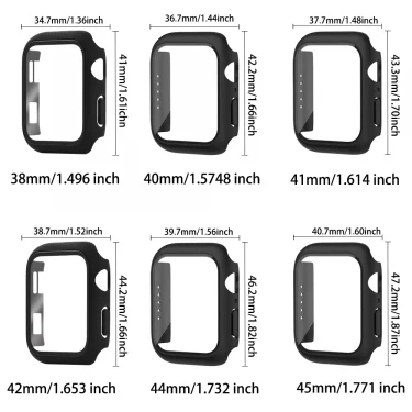 Tempered Glass+cover For Apple Watch 9 8 41mm 45mm 42mm 38mm PC bumper Screen Protector Case iWatch series 7 6 5 4 se 44mm 40mm 2