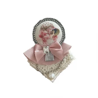 Korean Rhinestone Pearl Badge Brooches for Women Pink Fabric Bow Lapel Pin Fashion Scarf Button Brooch Accessories for Backpacks 6