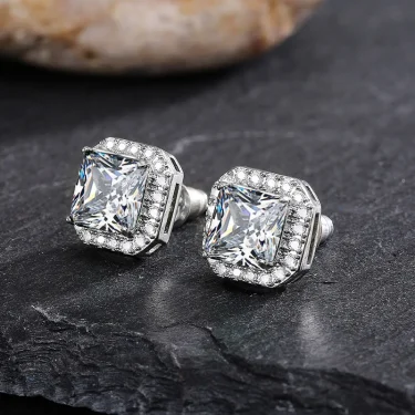 Exquisite Female Earrings 925 SIlver Needle Square Emerald Green Zircon Crystal Earrings For Women Jewelry Wholesale Bijoux 4