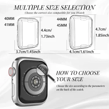 Clear Case For Apple Watch 45mm 41mm 44mm 40mm 46mm 42mm Screen Protector Full Cover TPU Bumper iWatch Series 10 9 8 7 SE 6 5 4 5