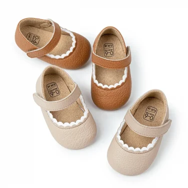 Meckior Baby Boys Girls Shoes Infant Leather Rubber Sole Anti-slip Toddler First Walkers Crib Shoes Newborn Girl Princess 1